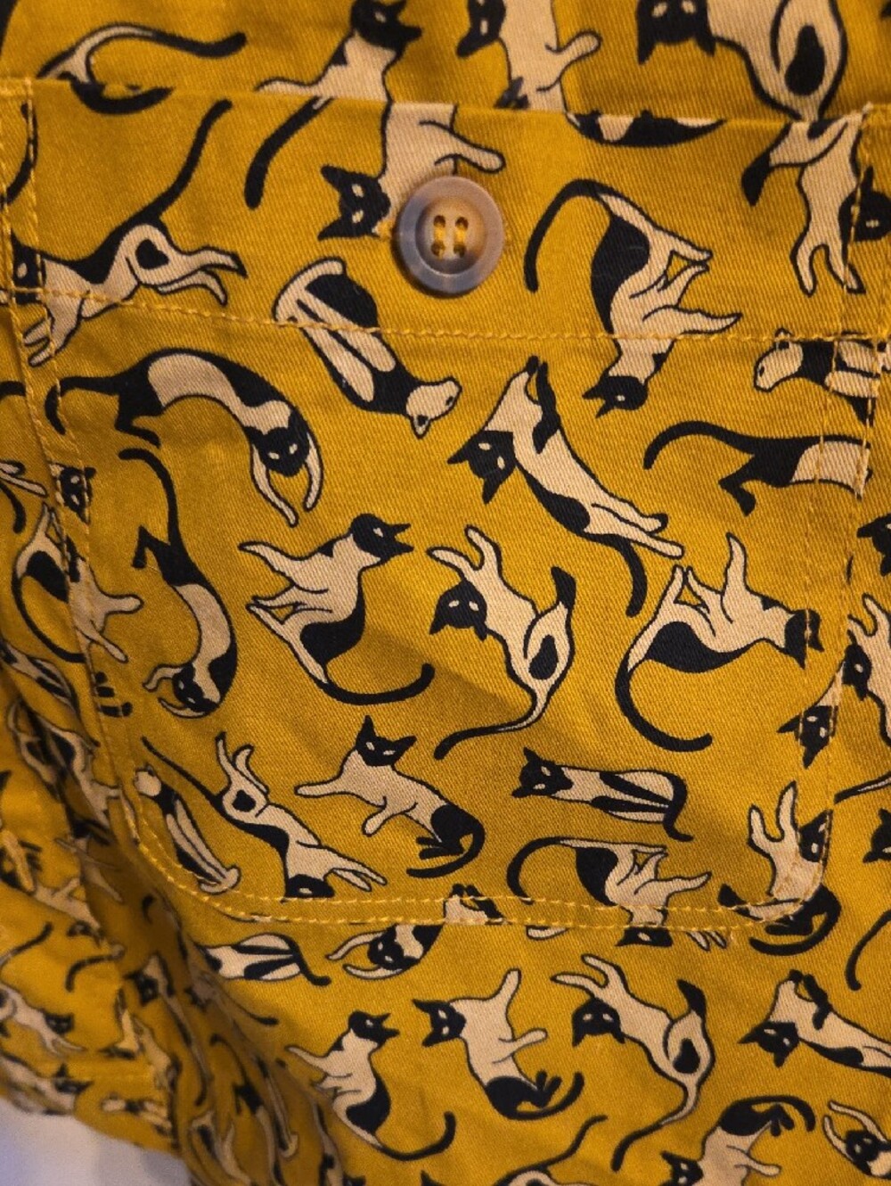 Dawn O'Porter X Joanie Mustard Yellow Cat Print Shift Dress - Picture 7 of 7